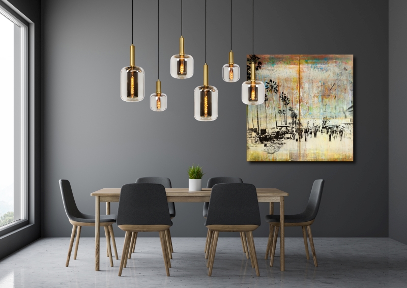 Lucide JOANET - Závesné svietidlo - 6xE27 - Smoke Grey